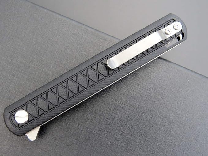 Eafengrow EF16 Folding Knife Flipper Ball Bearing Point D2 Blade G10 Handle with Pocket Clip Everday Carry Pocket Knife Liner Lock Camping Tactical Outdoor Multitool (Black)