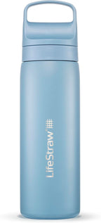 LifeStraw Go Series – Insulated Stainless Steel Water Filter Bottle for Travel and Everyday Use, Removes Bacteria, Parasites and Microplastics, Improves Taste, 18oz Icelandic Blue