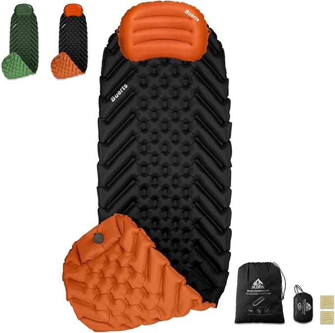 Camping Sleeping mat and Inflatable Pillow - Set, Portable, Ultra-Light, Thickened, Quick to inflate in 30s, can be Spliced. Suitable for Backpacking, Hiking, Camping and Other Scenes