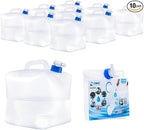Collapsible Water Jug, 10 Packs 5.3 Gallon BPA Free Camping Water Container with Spigot, Portable Water Storage Carrier for Emergency Survival Hiking Backpacking Outdoors - Food Grade LDPE