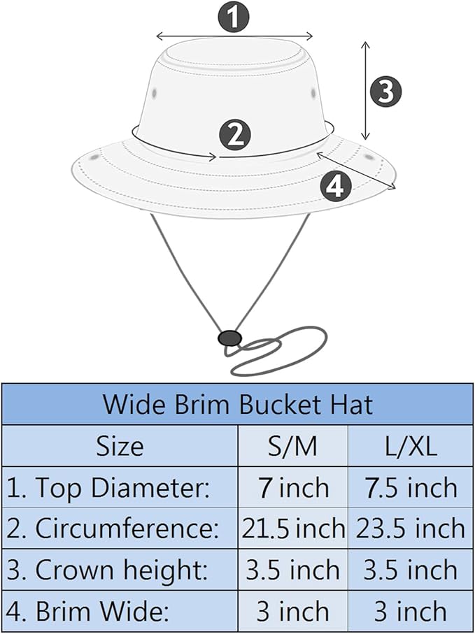 Wide Brim Hiking Fishing Safari Boonie Bucket Hats 100% Cotton UV Sun Protection for Men Women Outdoor Activities