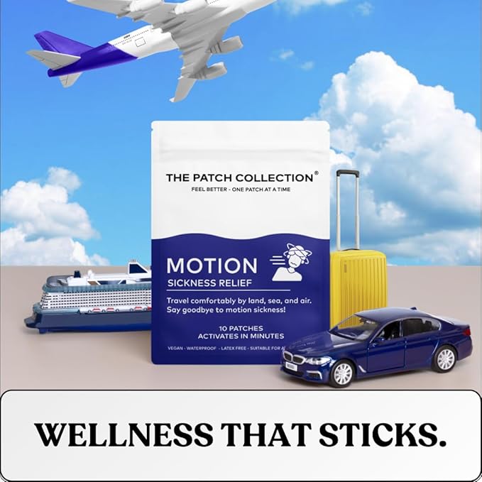 The Patch Collection® – Motion Sickness Relief Patch | Ginger, Peppermint, Safflower, Gingseng (Pack of 10)