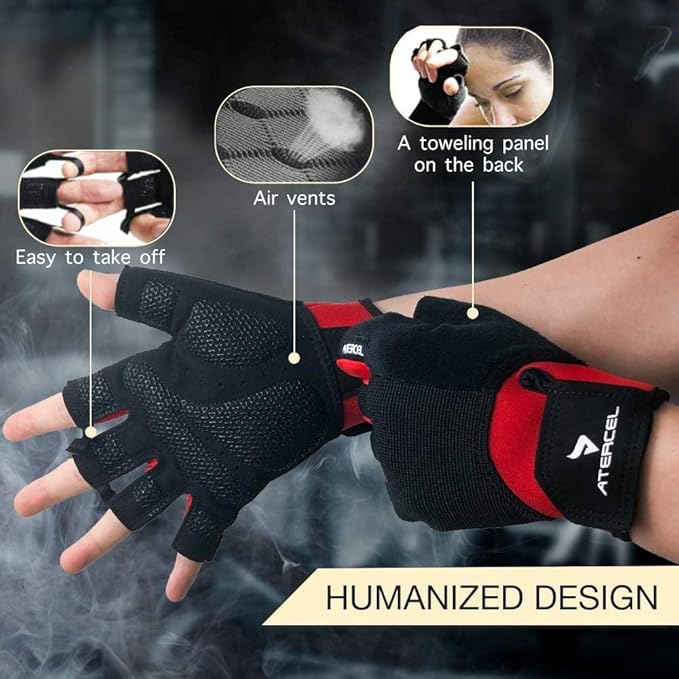 ATERCEL Workout Gloves for Men and Women, Exercise Gloves for Weight Lifting, Cycling, Gym, Training, Breathable and Snug fit
