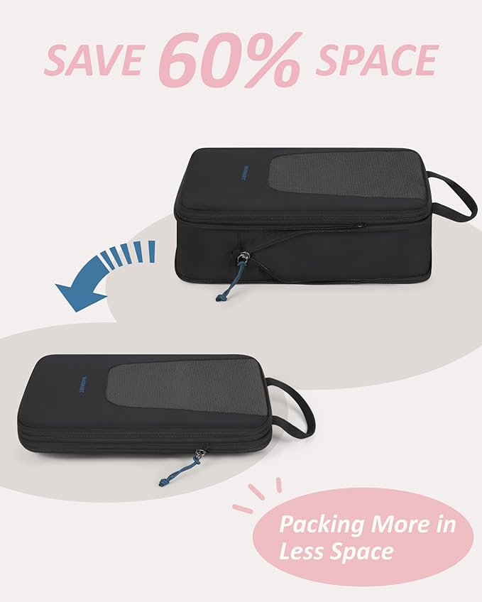 BAGSMART Compression Packing Cubes for Travel, 6 Set/5 Set/4 Set, Compression Suitcase Organizer Bags Set for Suitcases Travel Essentials, Lightweight Packing Organizers