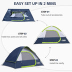 Camping Tent 4 Person, Waterproof Windproof Tent with Rainfly Easy Set up-Portable Dome Tents for Camping