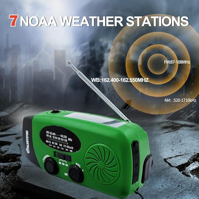 5000mAh Emergency Crank Weather Radio, iRonsnow NOAA/FM/AM Solar Radios, Portable Survival Radio with SOS, Earphone Jack, 1W 4 Modes LED Flashlight, Cell Phone Charger for Camping Hiking
