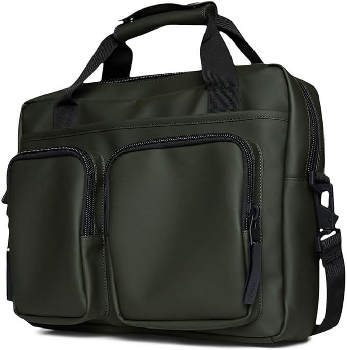 RAINS Texel Tech Bag - Green Waterproof Water Resistant Water Repellent Laptop Bag Unisex Commuter Travel Case 15" Computer Sleeve Tech Organizer - 2 Year Warranty