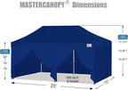 MASTERCANOPY Heavy Duty Pop-up Canopy Tent with Sidewalls (10x20,Navy Blue)