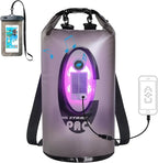 Dry Bag Waterproof with Solar Bluetooth Speaker & Light - 10L/20L Roll Top Dry Sack Keeps Gear Dry for Men Women Kayaking, Beach, Rafting, Boating, Hiking, Camping and Fishing