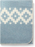 Thick Alpaca Wool Blanket Heavyweight Camping Outdoors Indoors Soft Peru Twin Size Ethnic Design (Soft Blue/Ivory, Twin Size)