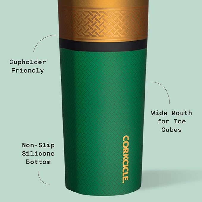 Corkcicle Marvel Sport Canteen - Triple-Insulated Stainless Steel Water Bottle - Straw Cap & Folding Metal Handle - Summer Drinkware Gift - Keeps Drinks Ice Cold - Loki - 20 oz