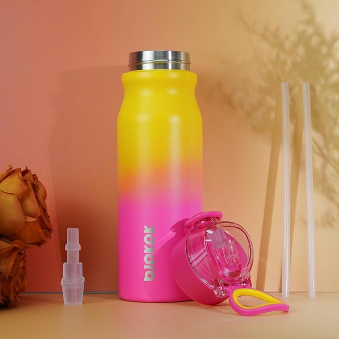 BJPKPK Stainless Steel Insulated Water Bottle With Straw Lid 25oz Reusable Metal Thermo Bottles Keep Cold And Hot,Ocean Dream