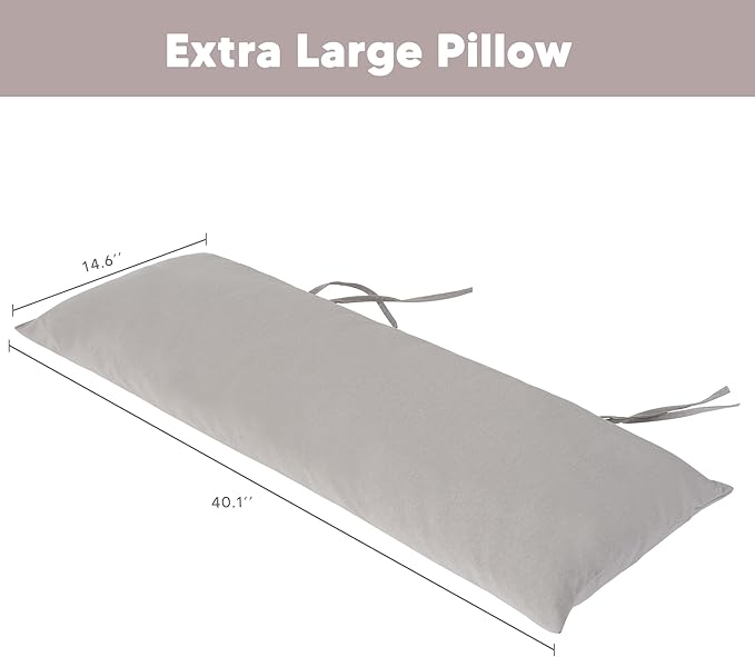 SUNCREAT Detachable Extra Large Outdoor Hammock Pillow with Ties, Coffee