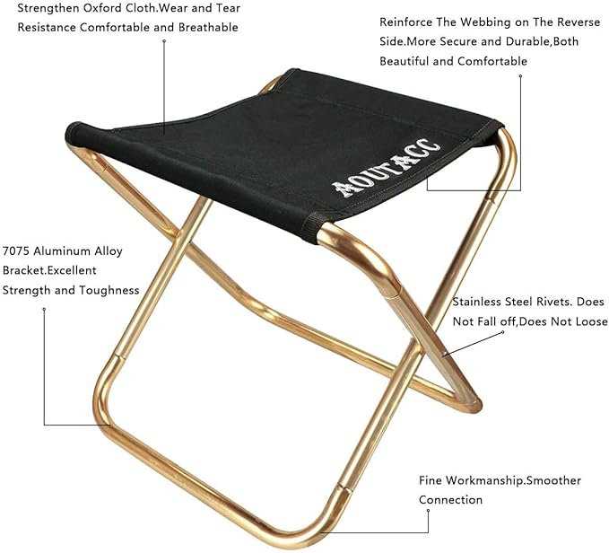 AOUTACC Ultralight Portable Folding Camping Stool for Outdoor Fishing Hiking Backpacking Travelling(XL:13"x14"x15";Large:11.8"x11"x11.4"; Medium:8.3"x9.5"x 11")