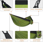 Camping Hammock, Super Lightweight Portable Parachute Hammock with Two Tree Straps Single or Double Nylon Travel Tree Hammocks for Camping Backpacking Hiking