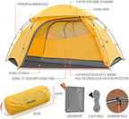 KAZOO Waterproof Backpacking Tent Ultralight 1/2 Person Lightweight Camping Tents 1/2 People Hiking Tents Aluminum Frame Double Layer