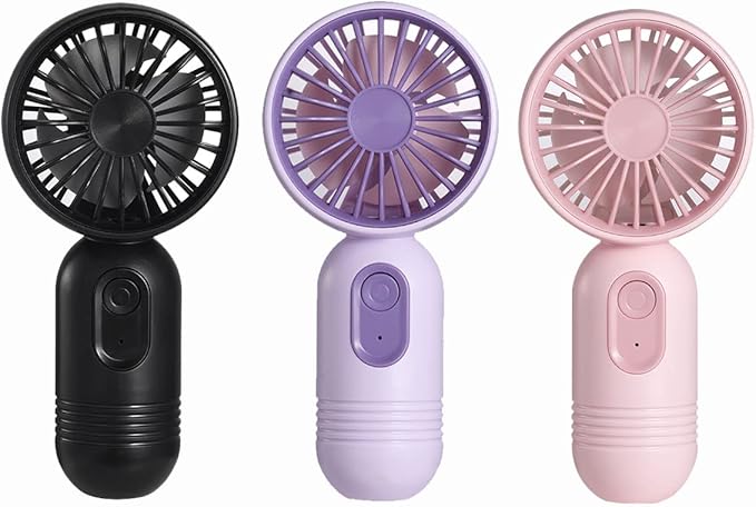 Mini Portable Fan 3 Pack, Cute Handheld Battery Operated Lightweight Small Personal Fans with 3 Speeds and USB Rechargeable Eyelash Fan for Stylish Girl Kids Women Men Office Outdoor Travel Camping
