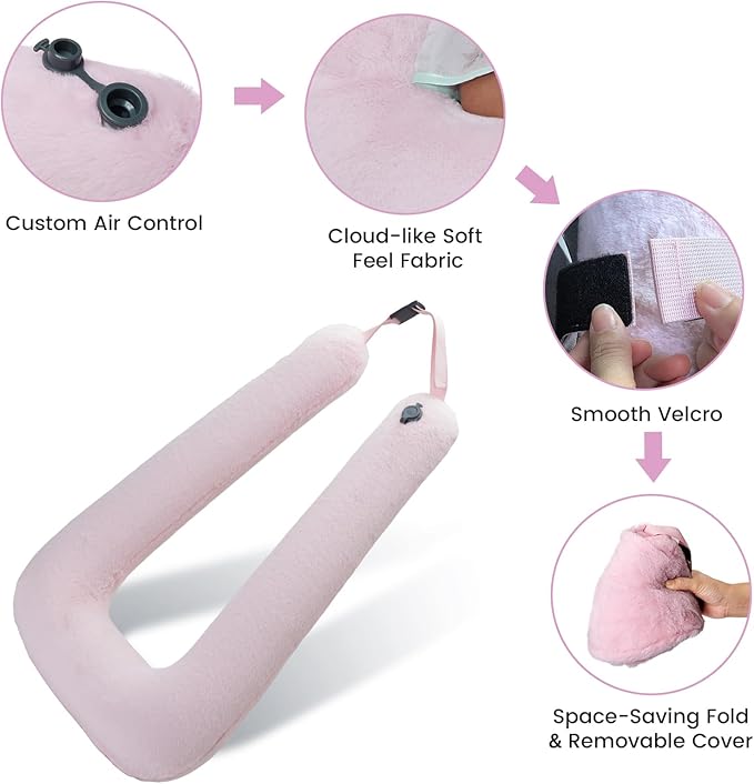 Car Pillow for Kids, Professional Inflatable Kids Car Pillow for Sleeping Carseat Travel - Safe, Reliable - Inflatable Travel Pillows for Kid Adult Car Seats Pink
