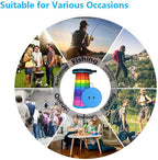 WESAPPINC Upgraded Collapsible Stool, Lightweight & Sturdy,Max 400lbs Portable Retractable Telescoping Stool Foldable Camping Stool for Adults Outdoor Hiking Garden BBQ Fishing (Rainbow)