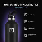 IRON °FLASK Camping & Hiking Hydration Canteens - 3 Lids (Narrow Straw Lid) Leak Proof Vacuum Insulated Stainless Steel - Hot & Cold Double Walled Sports Water Bottle - Sage, 24 Oz