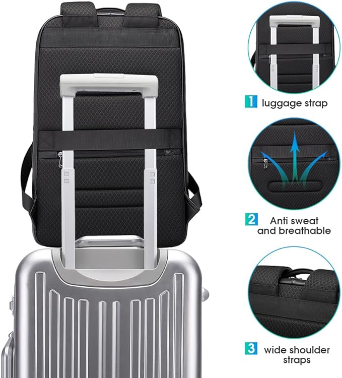 BANGE Business Smart Backpack Waterproof fit 15.6 Inch Laptop Backpack with USB Charging Port,Travel Durable Backpack