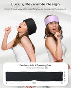 Dual-Sided Sleep Mask for Side Sleepers, Soundless Velcro, Bamboo Fiber & Milk Silk Eye Mask, Zero Pressure Sleeping Mask for Women & Men, Eye Relief Blindfold for Nap, Travel Essentials, Black