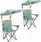 YOUNG WOOD Portable Camping Chair Beach Chair with Shade Canopy, Fold Lightweight Oversized for All, Easy to Open and Close Without Installation, Side Pocket Design for All Outdoor Activities,Blue,2p