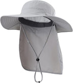 Home Prefer UPF 50+ Sun Hats for Men Women Wide Brim Fishing Hat with Neck Flap Summer Safari UV Protection Bucket Hat