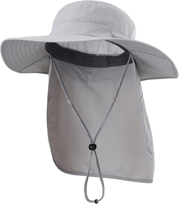 Home Prefer UPF 50+ Sun Hats for Men Women Wide Brim Fishing Hat with Neck Flap Summer Safari UV Protection Bucket Hat
