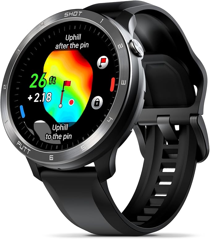 Voice Caddie T11 PRO GPS Golf Watch AMOLED Display, Green Undulation, Subscription Free, 40k+ Preinstalled Courses w/Shot Tracking, Practice Tempo Mode, Putt View, 1.3" OLED Touchscreen Plus V-A.I.