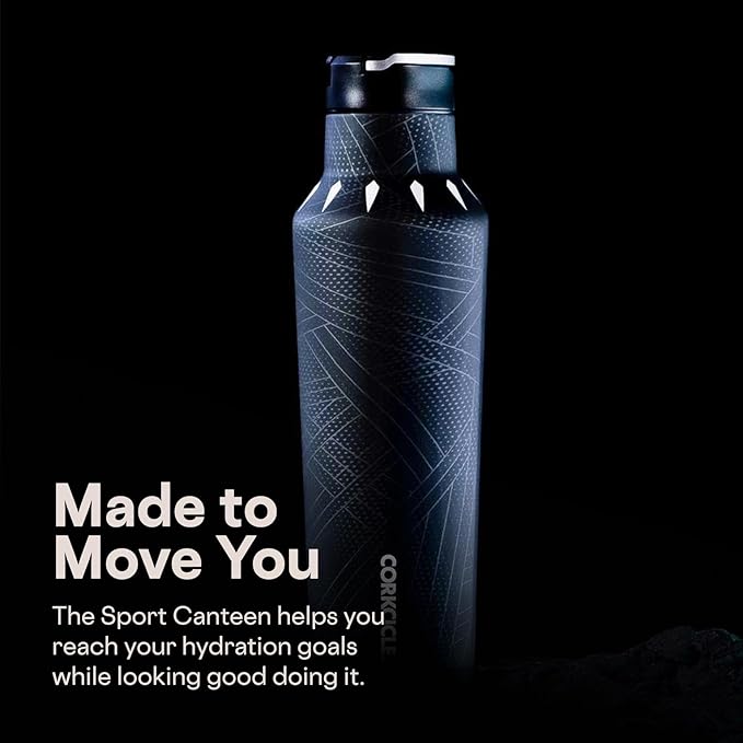 Corkcicle Sport Canteen - Keeps Beverages Cold 25 Hours - Triple Insulated Stainless Steel - Screw-On Lid - Reusable Bottle - Summer Drinkware Gift - Keeps Drinks Ice Cold - 20 oz - Black Panther