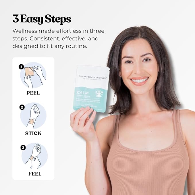 The Patch Collection® - Calm Patch | Unwind & Decompress | Ashwagandha, Valerian Root, Passion Flower, Vitamin B | 8 Hour Calmness | Vegan & Latex Free (Pack of 15)