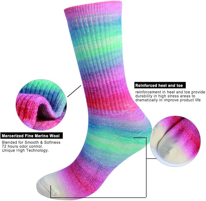 EnerWear 4 Pack Women's Merino Wool Outdoor Hiking Trail Crew Sock