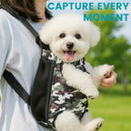 Dog Backpack Carrier, Front Pocket for Essentials, Pet Sling Front Backpacks for Small Medium Dogs 7-11 Lbs, Legs Out, Adjustable Wearable Puppy Chest Travel Bag, Easy-Fit for Hiking/Walking/Camping