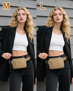 Capolo Fanny Packs for Women Fashion Waist Packs Bag with Adjustable Strap and 4 Zipper Pockets Waterproof Everywhere Crossbody Belt Bag for Workout Running Travelling(Khaki)