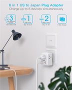 US to Japan Plug Adapter, 2 Prong to 3 Prong Outlet Adapter with 3 AC Outlets 3 USB Ports(1 USB C), Type A Travel Power Adapter for USA to Japanese Philippines China, Multi Plug Wall Outlet Extender