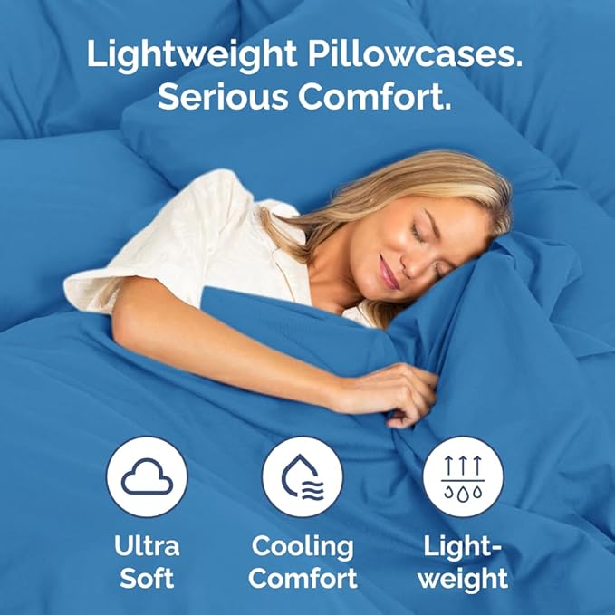 Queen Pillow Cases Set of 2 - Ultra Soft Hotel Quality Pillowcase Covers - Comfy Cozy Bedding for Women, Men, Kids & Teens - Machine Washable Pillow Protectors - 2 Pieces Set - Queen Size Royal Blue