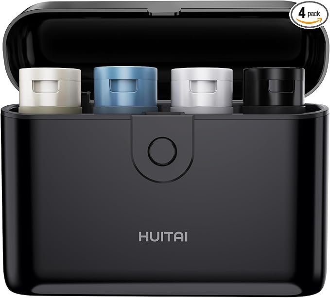 Travel Bottles with Case, 4x2oz TSA Approved, Leak-Proof, Press to Unlock, Compact & Portable Travel Toiletries (Black)