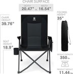 EVER ADVANCED Reclining Camping Chairs for Adult Lightweight, Folding Recliner Chair with Adjustable Back, 4-Level Lounge Chairs, Portable Lawn Chairs for Patio Balcony, Supports 350lbs Black