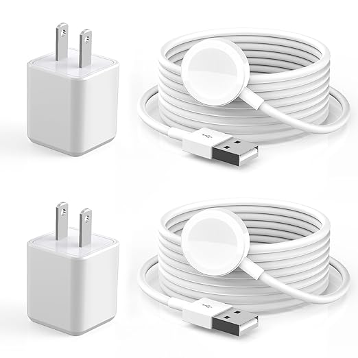 For Apple Watch Charger, 2 Pack Extra Long 6.6FT Fast iWatch Charger Portable Charging Cable Cords with USB A Wall Charger Block Plug Compatible with Apple Watch Series 10/9/Ultra 2/8/7/6/5/4/3/2/SE/1