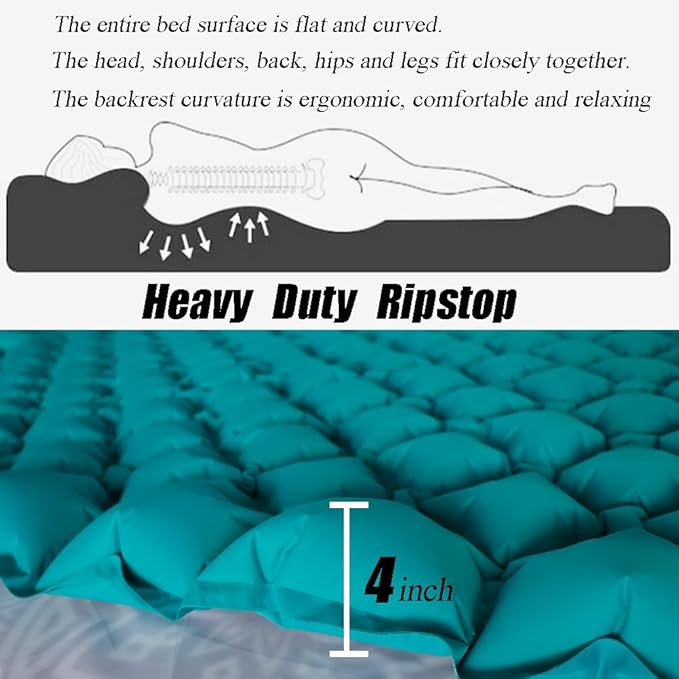 icepac Sleeping Pad Ultralight Inflatable Sleeping Pad for Camping，Built-in Pump, Ultimate for Camping, Hiking,Lightweight Inflatable Sleeping pad