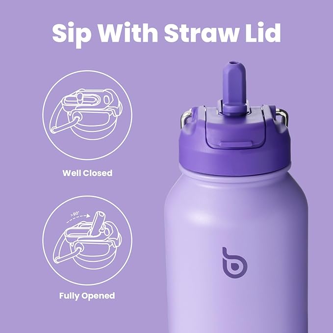 BOTTLE BOTTLE 32oz Insulated Water Bottle Stainless Steel Sport Water Bottle with Straw Dual-use Lid Design for Gym with Pill Box