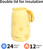 Thermo for Hot Food for Adults Kids | Wide Mouth, 26 oz Insulated Food Jar with Spoon, Leakproof Soup Thermo for School Office Travel, Thermal Steel Lunch Container Easy to Carry (Yellow)