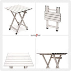 SUNNYFEEL Folding Camping Table - Lightweight Aluminum Portable Picnic Table, 18.5L x 18.5W x 24.5H Inch for Cooking, Beach, Hiking, Travel, Fishing, BBQ, Indoor Outdoor Small Foldable Camp Tables