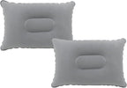 2 Pack Gray Ultralight Inflatable Pillow Small Squared Flocked Fabric Air Pillow for Hiking, Camping, Traveling, Napping, Desk Rest, Neck & Lumbar Support