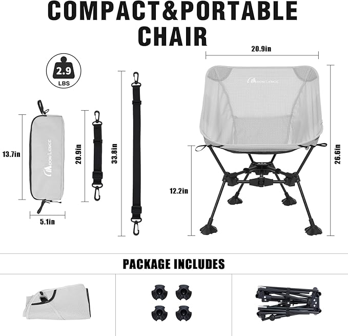 MOON LENCE Portable Camping Chair Backpacking Chair - The 4th Generation Ultralight Folding Chair - Compact, Lightweight Foldable Chairs for Hiking Mountaineering, Beach