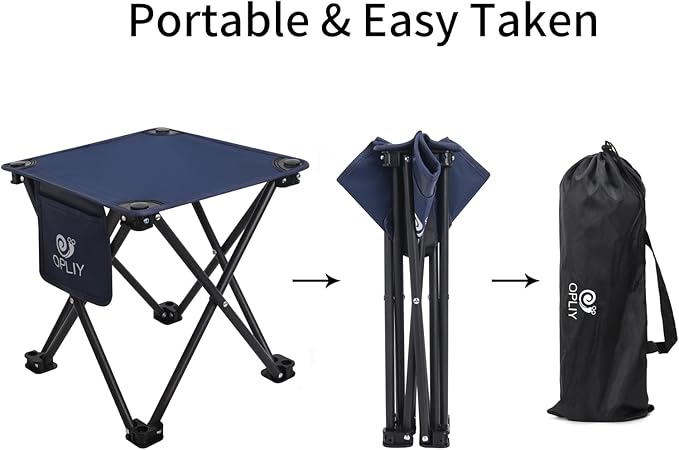 Opliy Camping Stool, Folding Small Chair Portable Camp Stool for Camping Fishing Hiking Gardening and Beach, Camping Seat with Carry Bag (Blue)