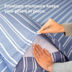 Pillowcases - Ultra Soft Hotel Quality Pillowcase Covers - Comfy, Cozy & Wrinkle Free - Shrinkage and Fade Resistant - Machine Washable Pillow Protectors - (Queen, Blue Stripes 3, 4 Piece Set)