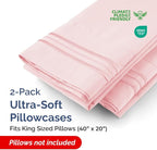 King Pillow Cases Set of 2 - Ultra Soft Hotel Quality Pillowcase Covers - Luxury Comfy Bedding for Women, Men, Kids & Teens - Machine Washable Pillow Protectors - 2 Pieces Set - King Size Baby Pink