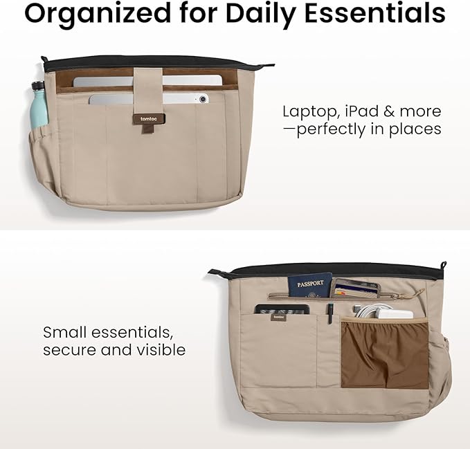 tomtoc 14-inch Puffy Laptop Tote Bag for Women 10L, Lightweight Puffer Work Tote with Padded Device Compartment for 13/14-inch MacBook Laptop, Organized Work Bag for Office, Business, Daily Essentials